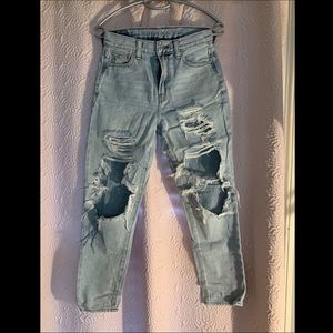 AE Ripped Baggy Mom Jean, size 0